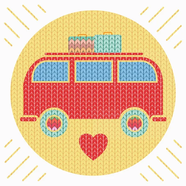 Punto Colorido Vintage Hippie Van Ilustración Vectorial Caravana Vintage — Vector de stock