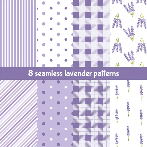 Reihe Nahtloser Muster Mit Lavendel Provence Vektorillustration — Stockvektor