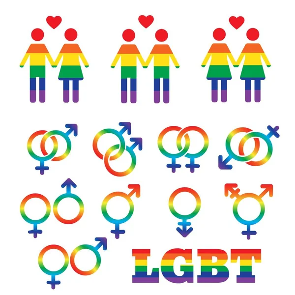 Vector Arco Iris Lgbt Derechos Iconos Símbolos Amor Homosexual Ilustración — Vector de stock