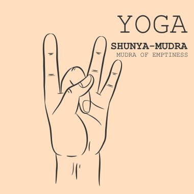 Yoga mudra ver. Shunya-Mudra. Vektör çizim.