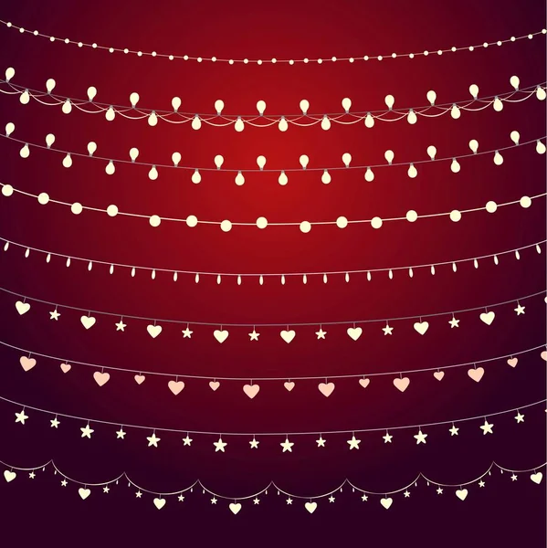 Λάμπει Γιρλάντες Χριστουγεννιάτικα Φώτα Για Την Εορταστική Εικονογράφηση Διάνυσμα — Διανυσματικό Αρχείο