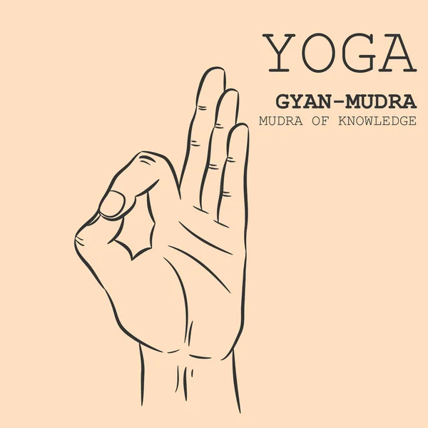 Mano Yoga Mudra Gyan Mudra Ilustración Vectorial — Vector de stock