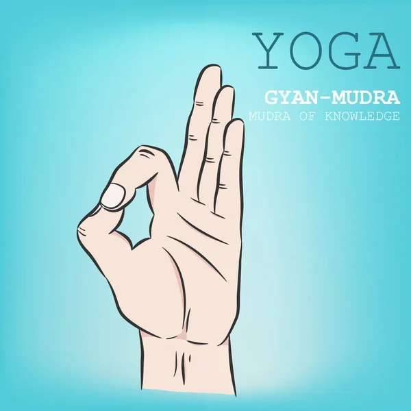 Χέρι Γιόγκα Mudra Gyan Mudra Vector Εικονογράφηση — Διανυσματικό Αρχείο