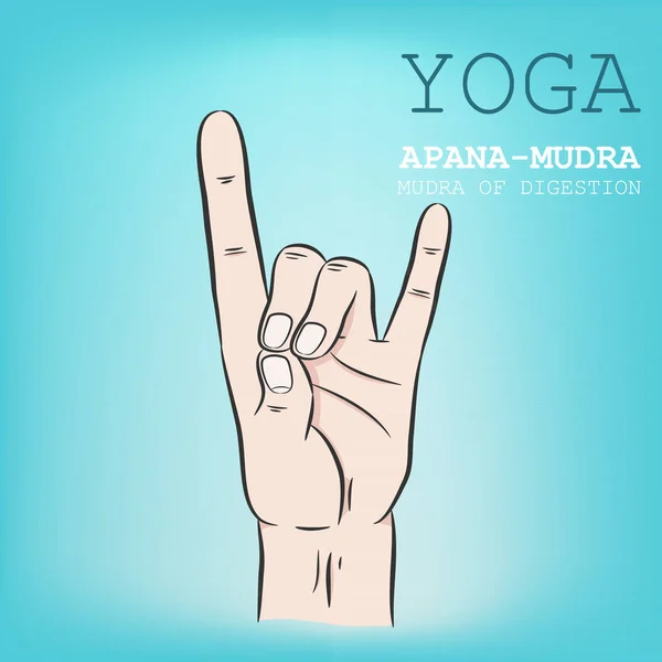 Mano Yoga Mudra Apana Mudra Ilustración Vectorial — Vector de stock