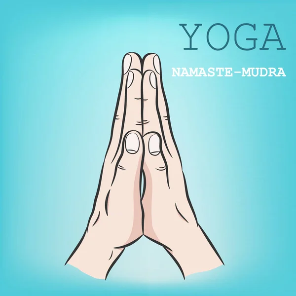 Χέρι Γιόγκα Mudra Namaste Mudra Vector Εικονογράφηση — Διανυσματικό Αρχείο