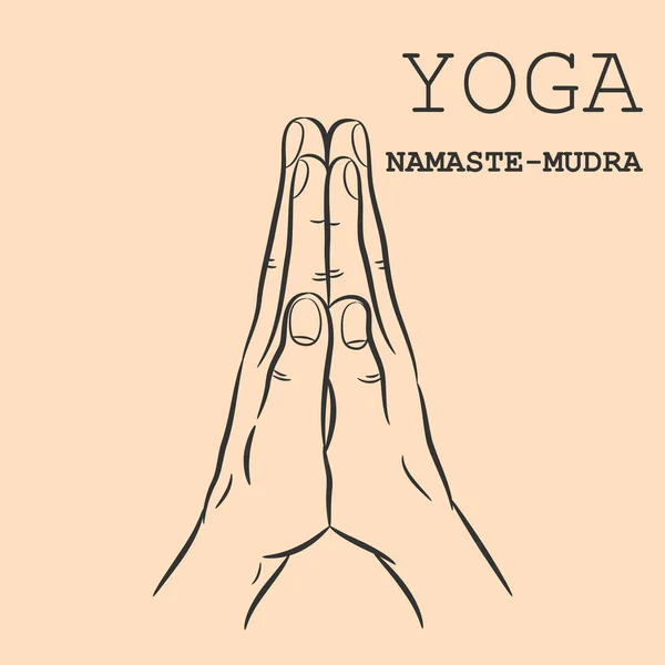 Hand Yoga Mudra Namaste Mudra Vectorillustratie — Stockvector