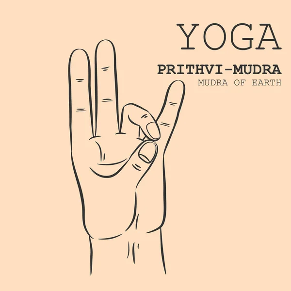 Mano Yoga Mudra Prithvi Mudra Ilustración Vectorial — Vector de stock