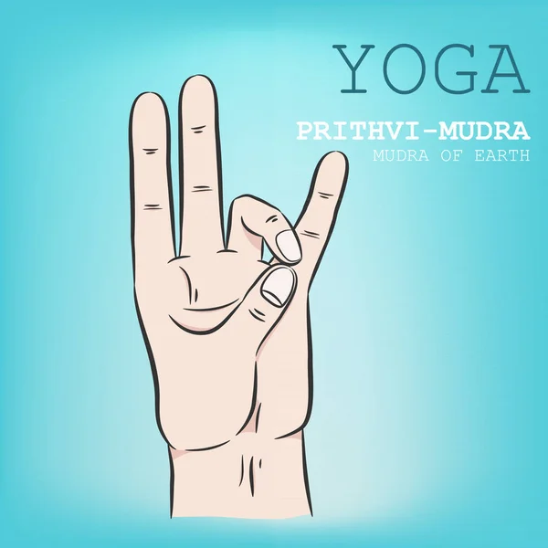 Mão Mudra Ioga Prithvi Mudra Ilustração Vetorial — Vetor de Stock