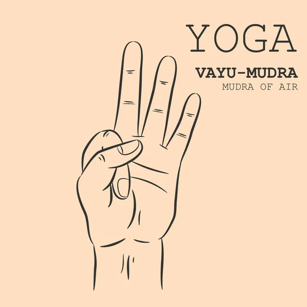 Mano Yoga Mudra Vayu Mudra Ilustración Vectorial — Vector de stock