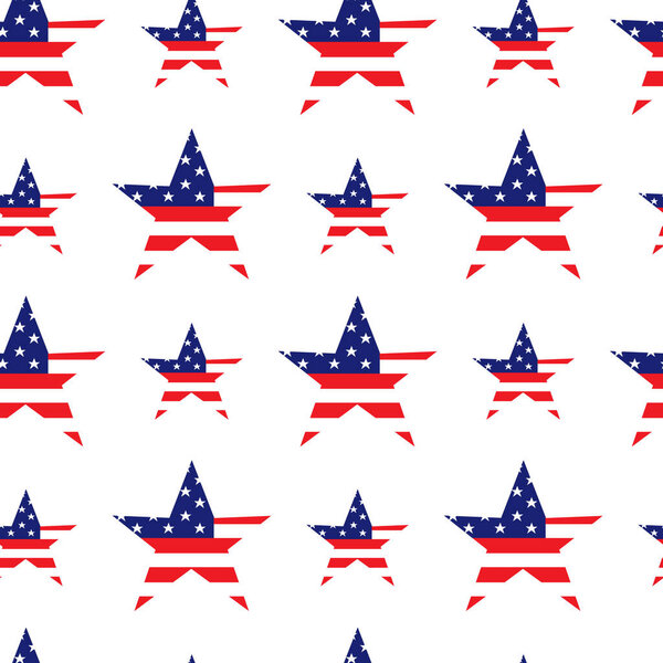 Independence Day. Memorial day. 4th of July. American background. Seamless pattern in traditional red, blue and white colors. USA flag. Vector illustration.  