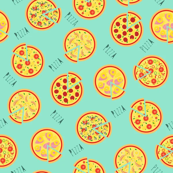 Pizza Naadloze Patroon Achtergrond Vectorillustratie — Stockvector