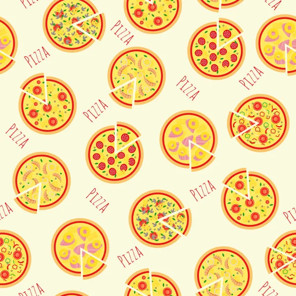 Padrão Sem Emenda Pizza Ilustração Vetorial Fundo — Vetor de Stock