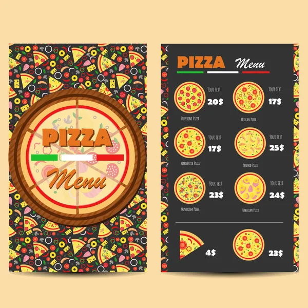 Pizza Menü Design Faltblatt Und Flyer Layout Vorlage Restaurantkarte Vektorillustration — Stockvektor