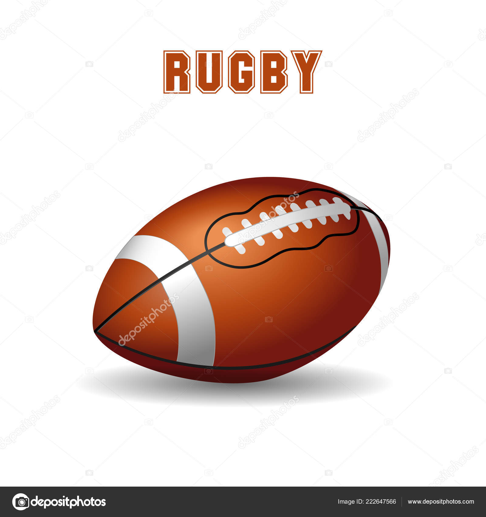 Rugby Sport Ball Icon Vector Line 3d Icon Stock Illustration
