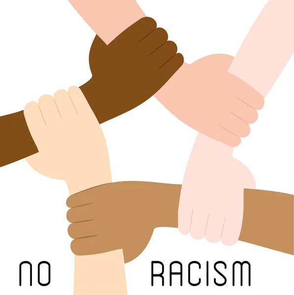 Stop Racisme Pictogram Motivationele Poster Tegen Racisme Discriminatie Handen Van — Stockvector