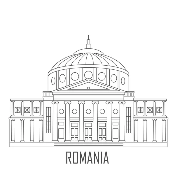Fachada Del Ateneo Rumano Arquitectura Histórica Rumania Hito Colección Turismo — Vector de stock