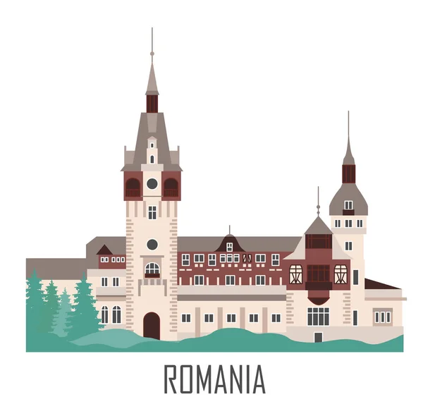 Peles Castle Rumänien Historische Architektur Rumäniens Wahrzeichen Reisesightseeing Sammlung Flacher — Stockvektor