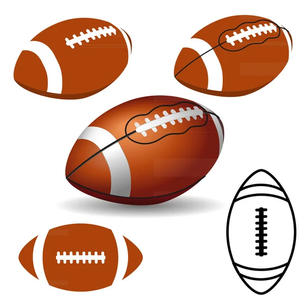 American Football Ball Auf Weißem Hintergrund Rugby Ball Ikonen Vektorillustration — Stockvektor
