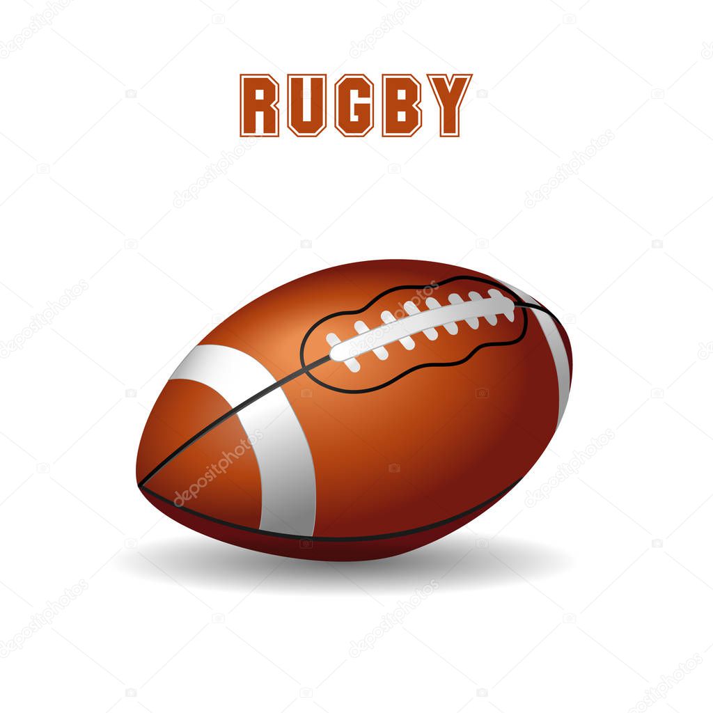 American football ball on white background. Rugby ball icon. Vector illustration