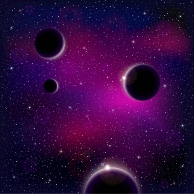 Evren yıldız, Bulutsusu, gezegenler ve galaxy ile. Vektör çizim