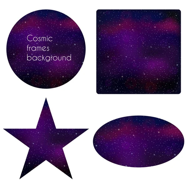Marcos Con Fondo Universo Con Estrellas Nebulosa Planeta Galaxia Ilustración — Vector de stock