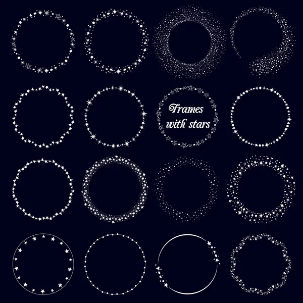 Set Brushes Frames Doodle Stars Brushes Included Vector Illustration — Stock Vector