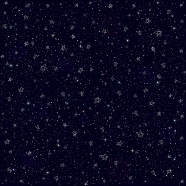 Gece gökyüzü ve yıldızlar ile Seamless modeli arka plan. Vektör çizim.