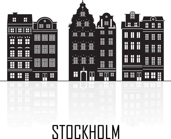 타운의 스톡홀름 스웨덴입니다 랜드마크 아이콘입니다 스칸디나비아 하우스 유명한 하나입니다 일러스트 — 스톡 벡터