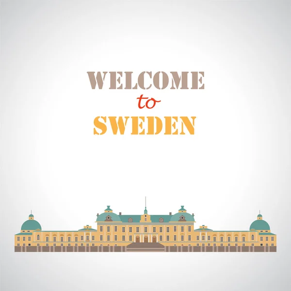 Palácio Drottningholm Estocolmo Suécia Atrações Nacionais Ícone Para Agência Viagens —  Vetores de Stock