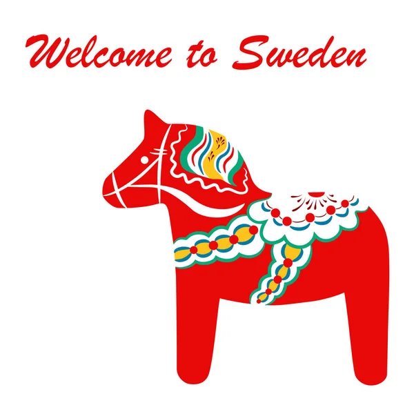 Červená Dalarnský Koník Národním Symbolem Švédska Dalarny Vektorové Ilustrace — Stockový vektor