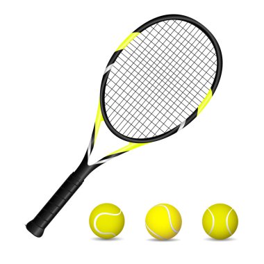 Tenis raket ve topları. Vektör çizim.