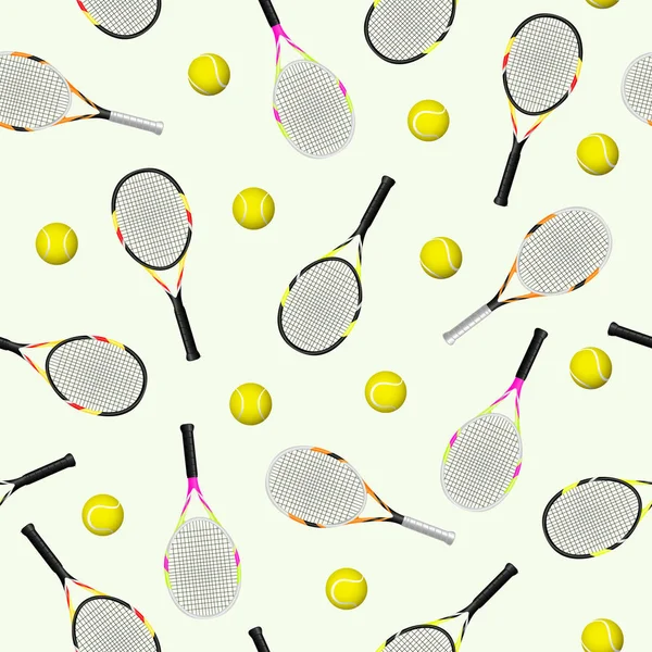 Sport Nahtlose Muster Mit Tennis Ikonen Von Schläger Und Ball — Stockvektor