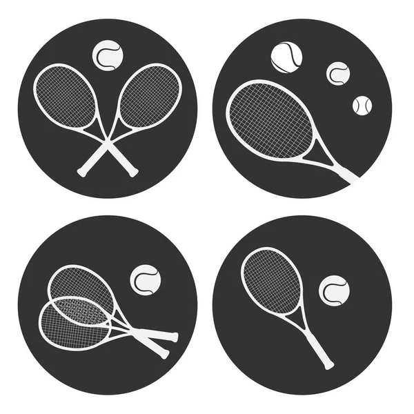 Tennis Logo Ball Und Schläger Vektorillustration — Stockvektor