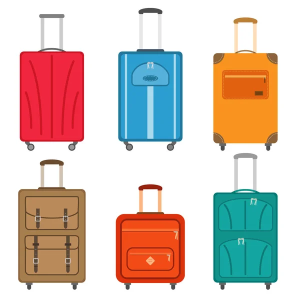 フラット スタイルのスーツケース アイコンのセットです トラベル バッグ ベクトル図 — ストックベクタ