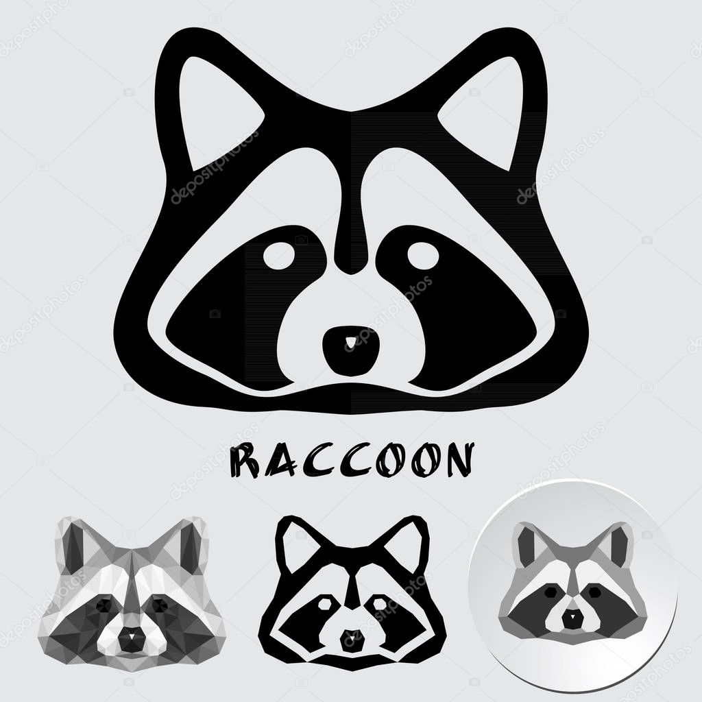 Logo of a raccoon face isolated. Vector geometric image