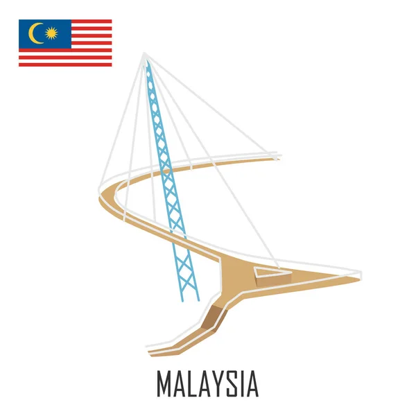 Marco Langkawi Malásia Ponte Sky Bandeira Malásia Ilustração Vetorial —  Vetores de Stock