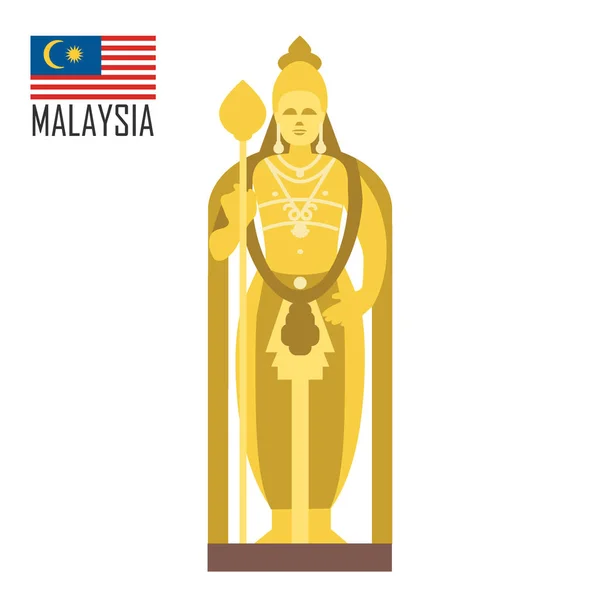 Buddha Golden Statue Malaysia Kuala Lumpur Religious Buddhism Travel Tourist — Stock Vector