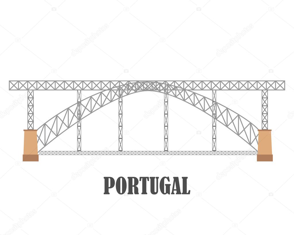Dom Luis I Bridge, Porto. Portugal landmark travel collecton. Vector illustration