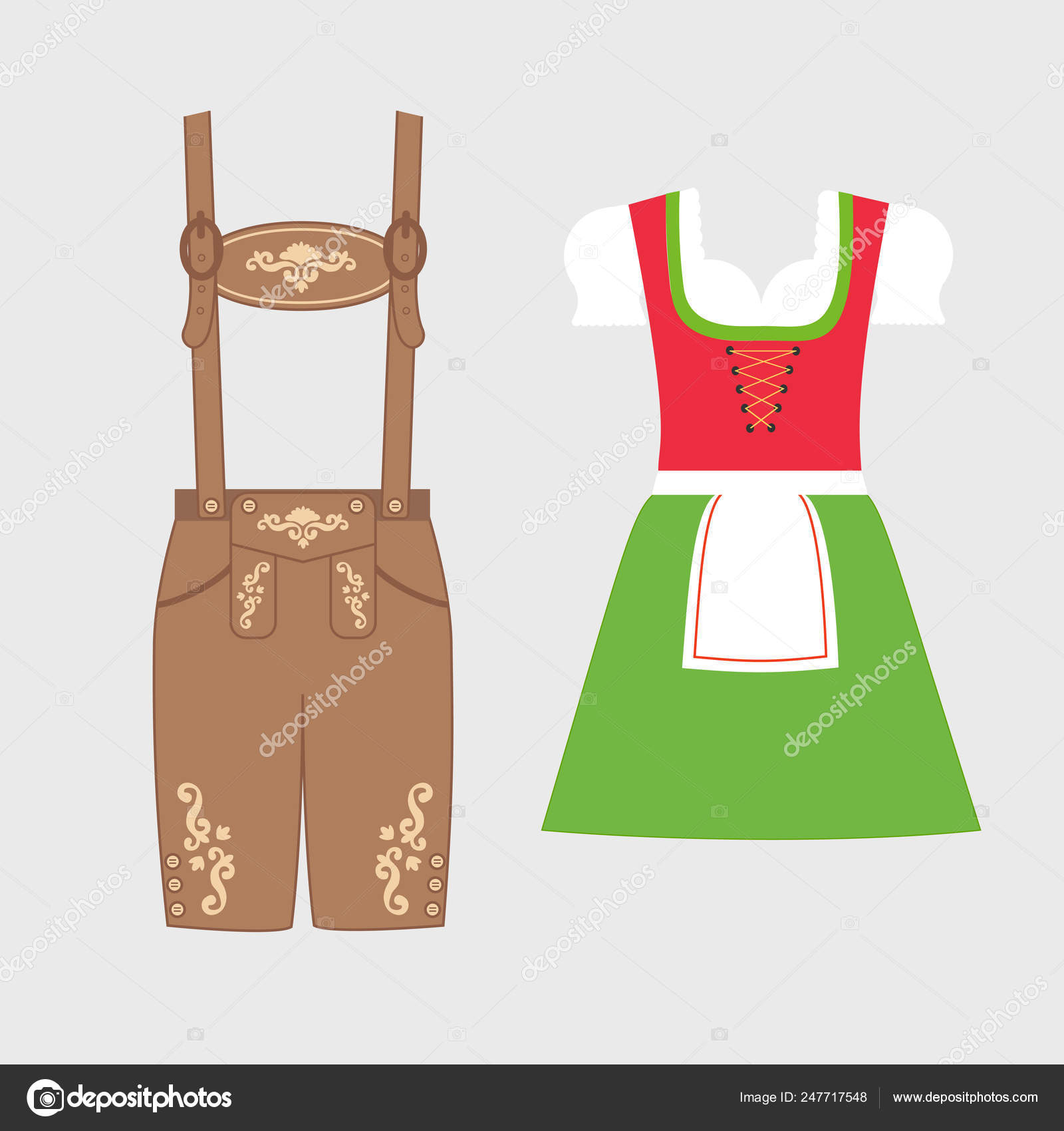 Traditional austrian and bavarian costume Stock Illustration by