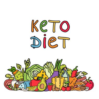 Düşük karbonhidrat ketogenic diyet gıda ile el yazısı yazı