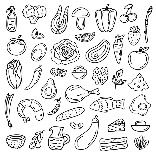 Juego de iconos de dieta cetogénica — Vector de stock