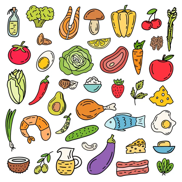 Ketogenic diet icon set — Stock Vector