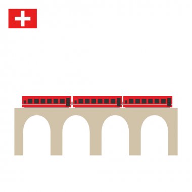 Ünlü landwasser Viyadük köprüsünde tren. Rhaetian Demiryolu,