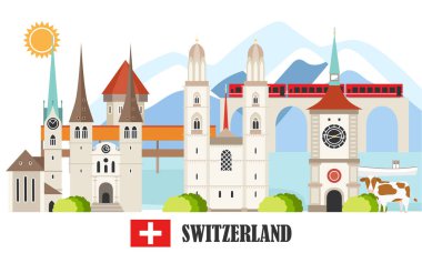 Switzerland Travel Landmarks background clipart