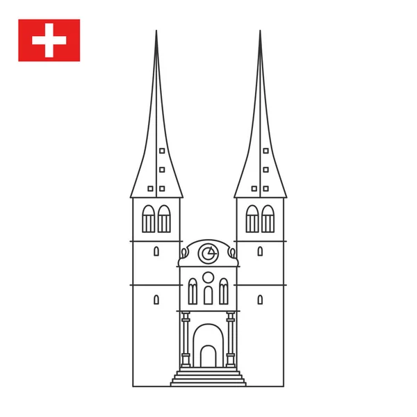 Kyrkan st. leodegar i Luzern, Schweiz. — Stock vektor