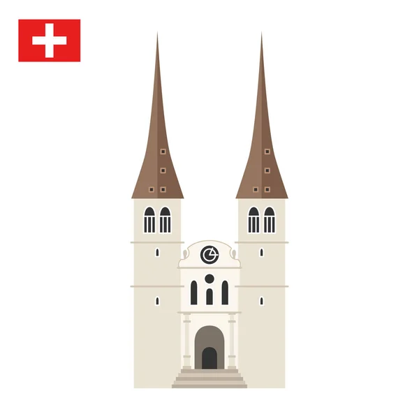 Igreja de St. Leodegar em Lucerna, Suíça . — Vetor de Stock