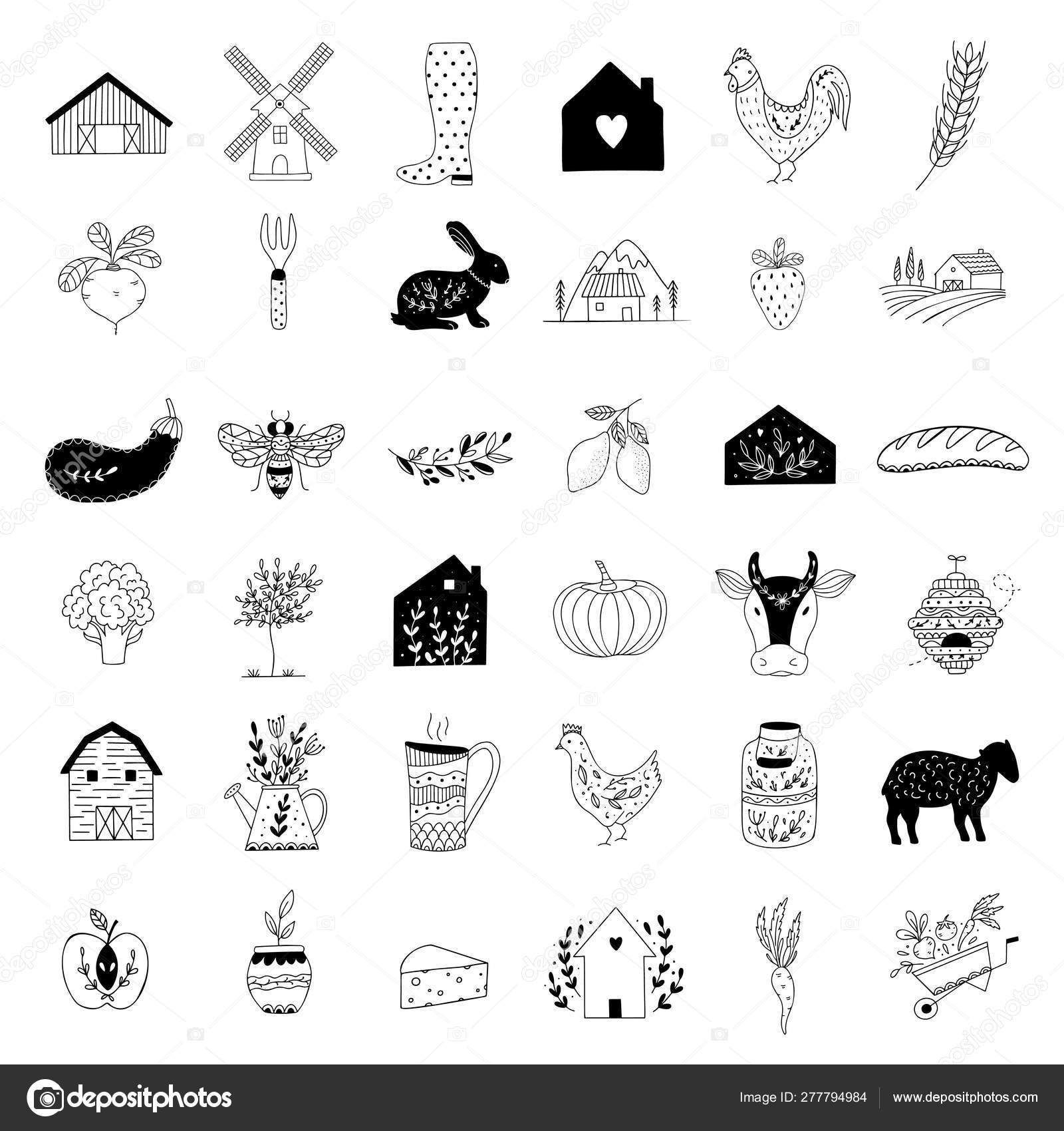 Hand drawn Farm icon set in doodle style Stock Vector Image by  © #277794984