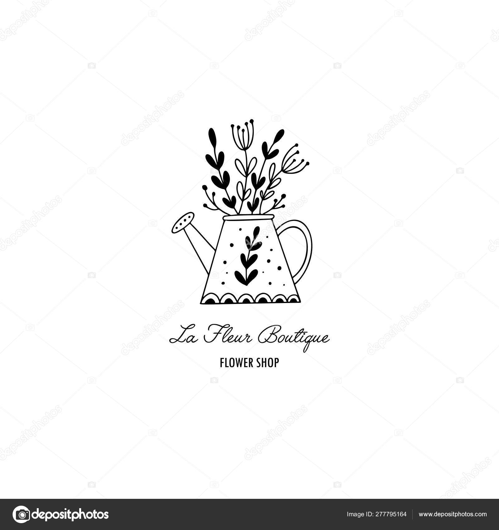 Hand drawn flower shop logo in doodle style Stock Vector Image by 277795164