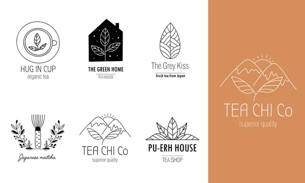 Logotipo de té dibujado a mano en estilo garabato — Vector de stock