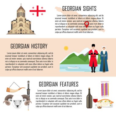 Gürcü manzaraları, özellikleri, tarihi ile belirlenen Gürcistan afişi